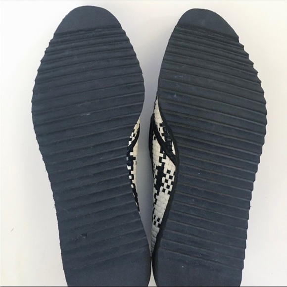 Everlane Woven Checkered houndstooth Black White Flat Platform Street Shoes - Picture 12 of 15